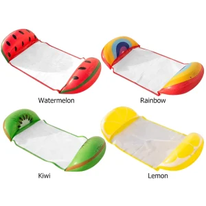Adult Pool Floating Fruit Design PVC Inflatable Ride Water Hammock & Air Cushion 126x73cm <100kg Capacity for Swimming Leisure