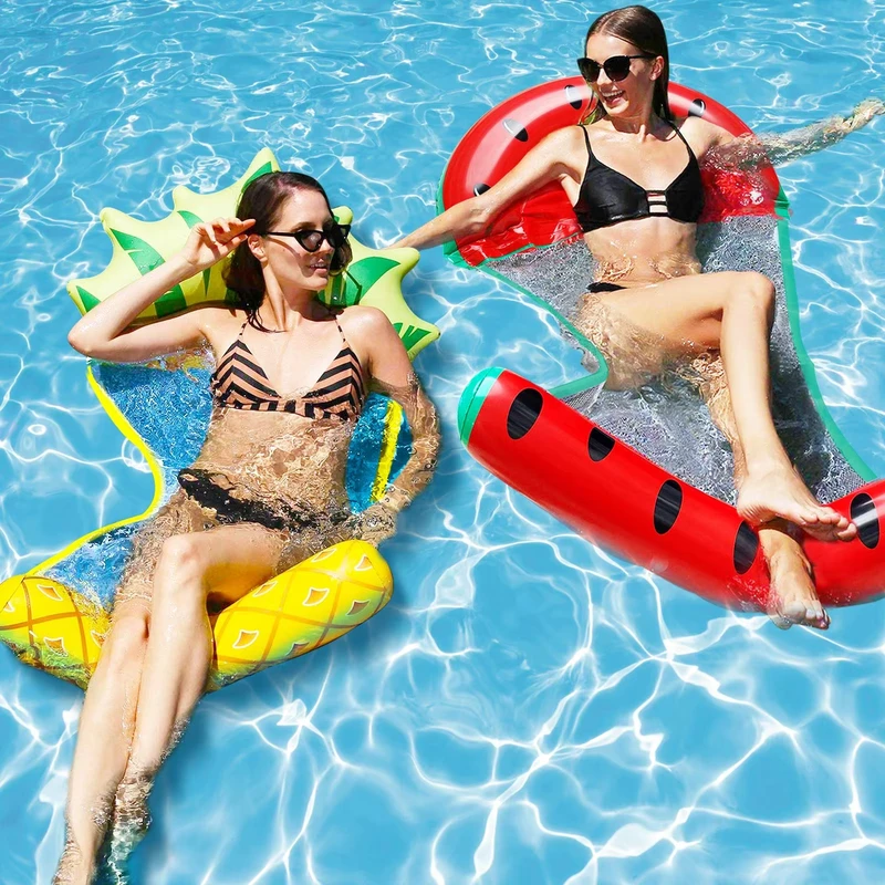 Flotador inflable para piscina para adultos, hamaca de piña y sandía, ecológica, portátil, pack de 2