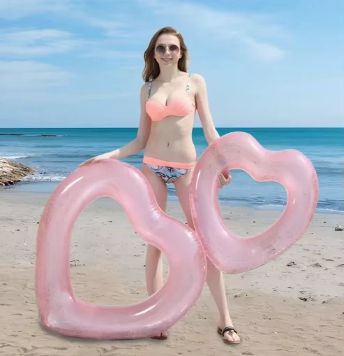 Bouée de natation en forme de cœur pour femmes adultes, en PVC écologique, flotteur de piscine gonflable pour le plaisir