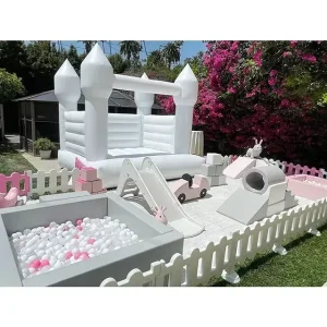 Adults Commercial Inflatable White Slide With Ocean Ball Pool Wedding Castle for Party Event