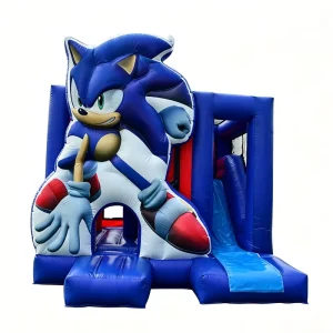 Adults Kids Sonic Bouncing Castle Inflatable Mini Combo Jumper Basketball Hoop CE Certified 13x13FT 10-Person Capacity