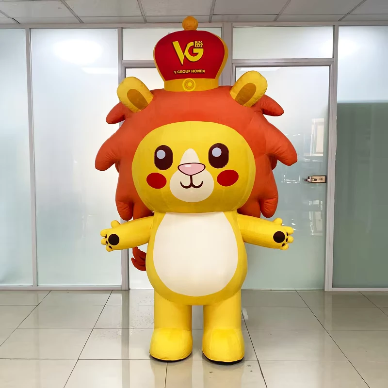 広告用カスタムインフレータブルマスコット インフレータブルウォーキングコスチューム かわいいインフレータブルライオンコスチューム