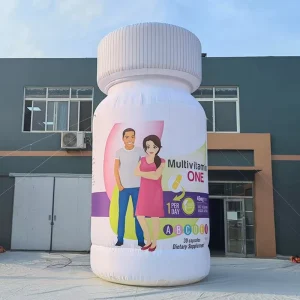 Botella de medicina inflable gigante para publicidad, botella de productos de salud inflable
