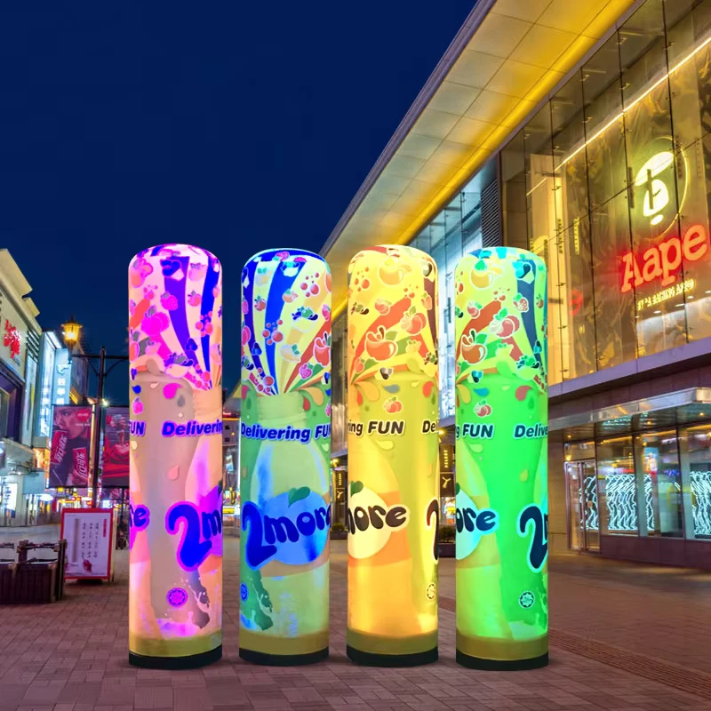 Lampu Iklan Stand Kolom Desain Kustom LED Tabung Inflatable Dancer Udara Kustom untuk Peralatan Iklan