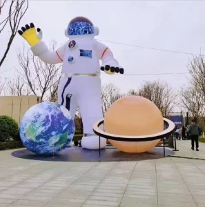 Advertising Oxford Inflatable Astronaut Mascot Space Man Model Giant with LED Lighting Customized Size Outdoor Entertainment