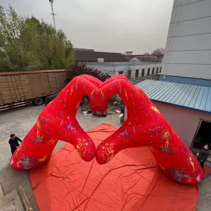 Advertising Waterproof Inflatable Love Hands Entrance Tunnel Arch with Custom Size and Color Easy Setup for Events