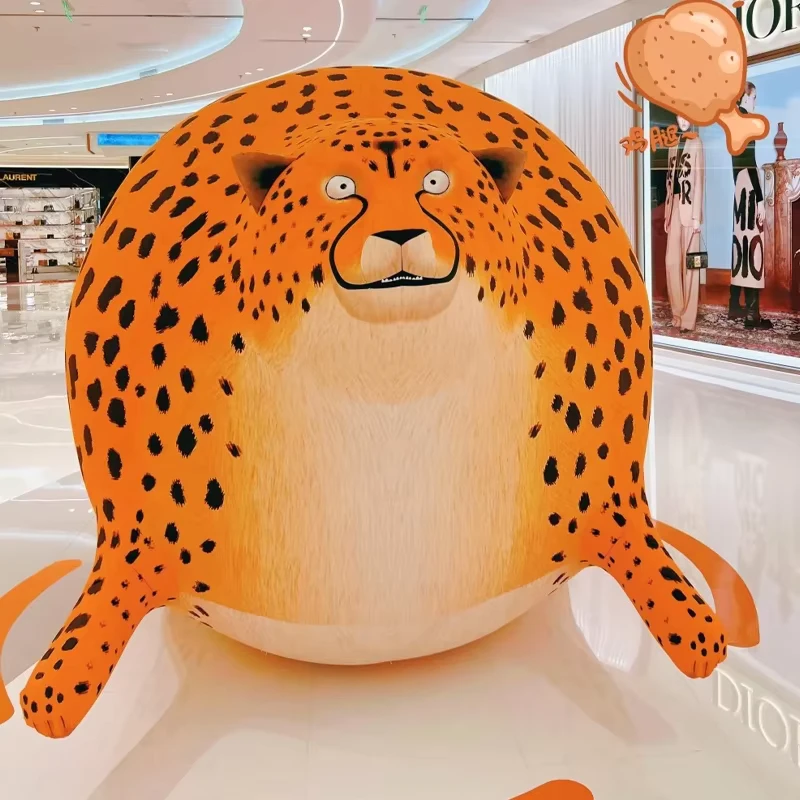 Animal Inflável Gordo de Cartoon para Publicidade - Leopardo Inflável para Decoração de Eventos