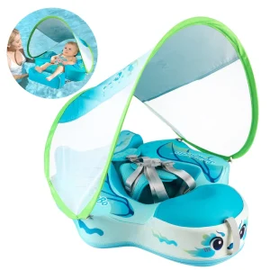 Air Free Swim Float with Canopy Durable Foam Baby Swimming Ring Underarm Non-Inflatable Pool Floats