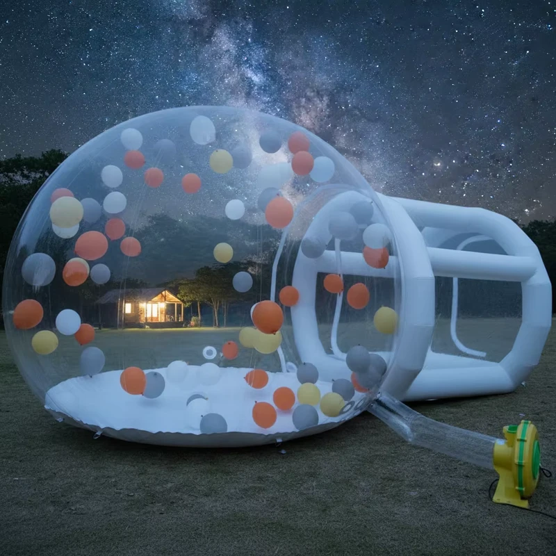 Tenda Gonfiabile a Bolle Trasparente a Forma di Calcio per Campeggio all'Aperto