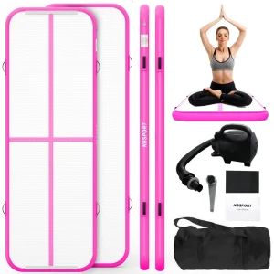 Colchoneta de Gimnasia Inflable de Aire PVC, Bomba de Aire para Uso en Casa, Entrenamiento al Aire Libre, Impermeable, Duradera