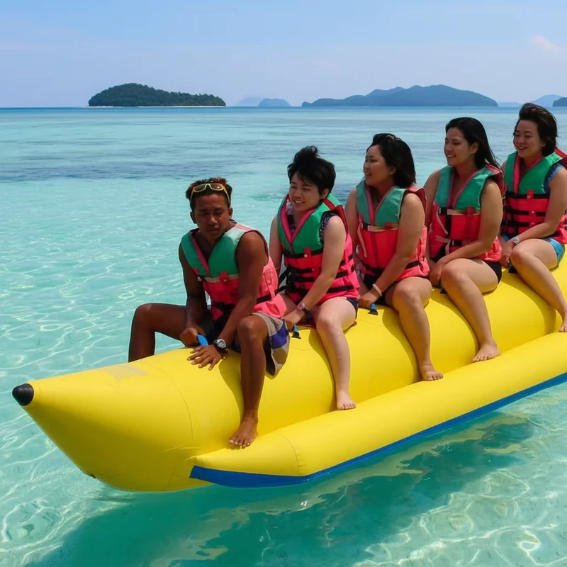 Luchtdichte Opblaasbare Bananenboot voor 5 Personen op Water Opblaasbare Drijvende Bananen Shuttle voor Boot