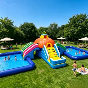 एयरटाइट रंगीन इन्फ्लेटेबल स्विमिंग पूल बच्चों के लिए इन्फ्लेटेबल पीवीसी 2 पानी का पूल स्टेपलैडर के साथ टिनी वाटर पार्क