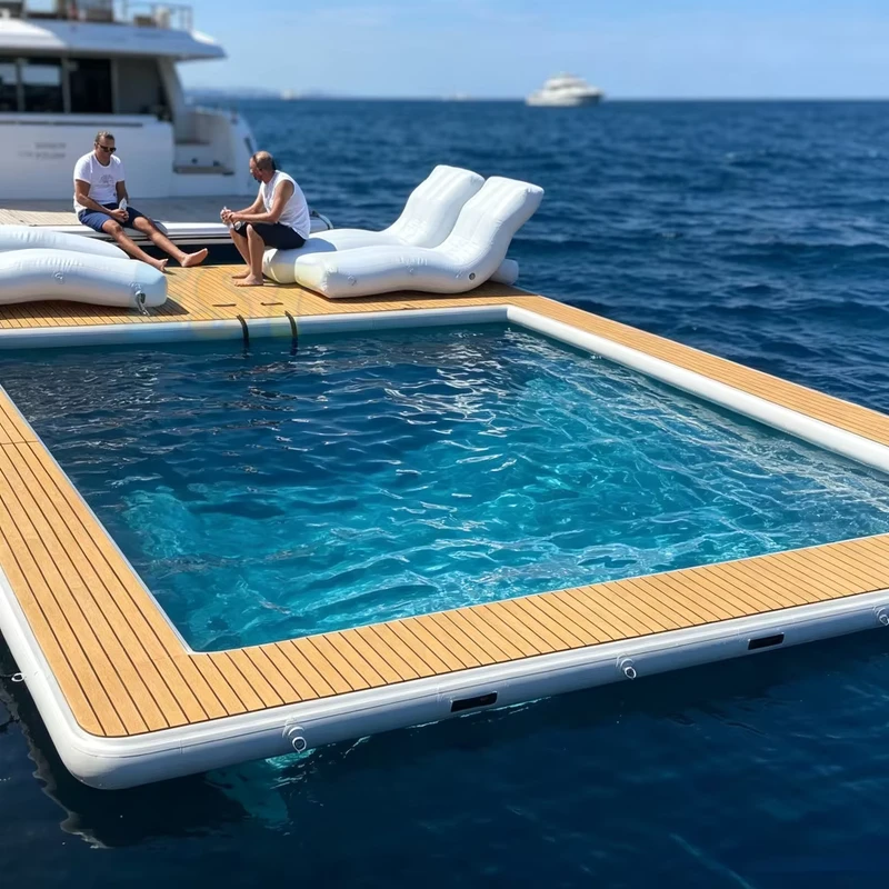 Plataforma Flutuante Inflável de PVC Hermética com Tenda Ilha Flutuante
