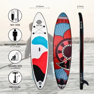 All Around SUP Aufblasbares Stand-Up Paddle Board 11'x33''x6'' Breite Rutschfeste Deck für Surfen & Angeln & Yoga