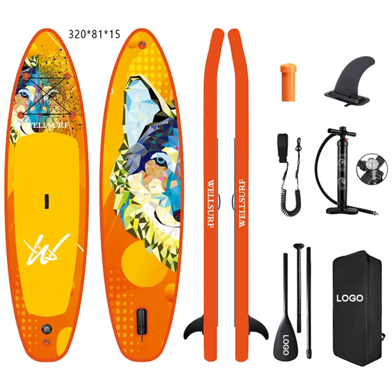 Planche de paddle gonflable de 10'6 (320 cm) avec impression complète et leash de haute qualité