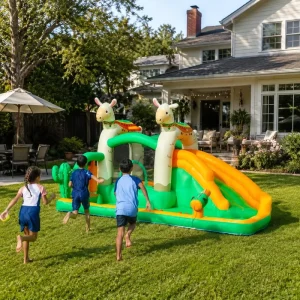 Alpaca Courtyard Party Inflatable Castle Fabric Home Outdoor Children’s Slide Jumping Bed Easy Setup Multi-functional