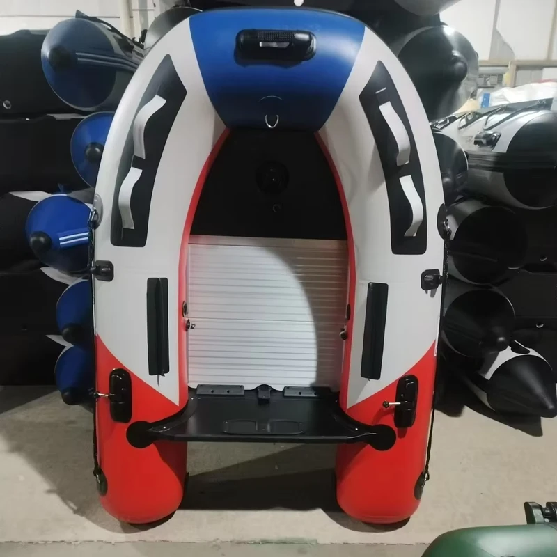 알루미늄 합금 바닥 스포츠 요트 인플레이터블 보트 외부 두꺼운 PVC 선체 내구성 2인용 낚시 구조용