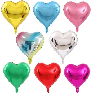 Aluminum Valentines Day Happy Anniversary Mylar Wedding Inflatable Helium Birthday Decorations Party Metallic Heart Foil Balloon