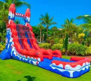 Amusement Park Facilities Red 22ft Inflatables Castillo Inflable Water Slide with Pool for Party
