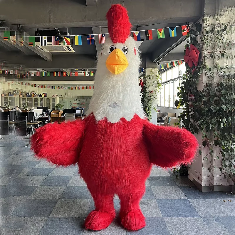 Trang phục mascot gà nhồi bông di động tùy chỉnh, bộ đồ hoạt hình vui nhộn