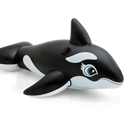 Flotteur de piscine gonflable en forme de baleine noire pour animaux