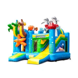 Animal Theme Inflatable Bouncer Combo Moonwalk Castillo Brinca Bounce House Commercial PVC Material Customizable Size Color Easy