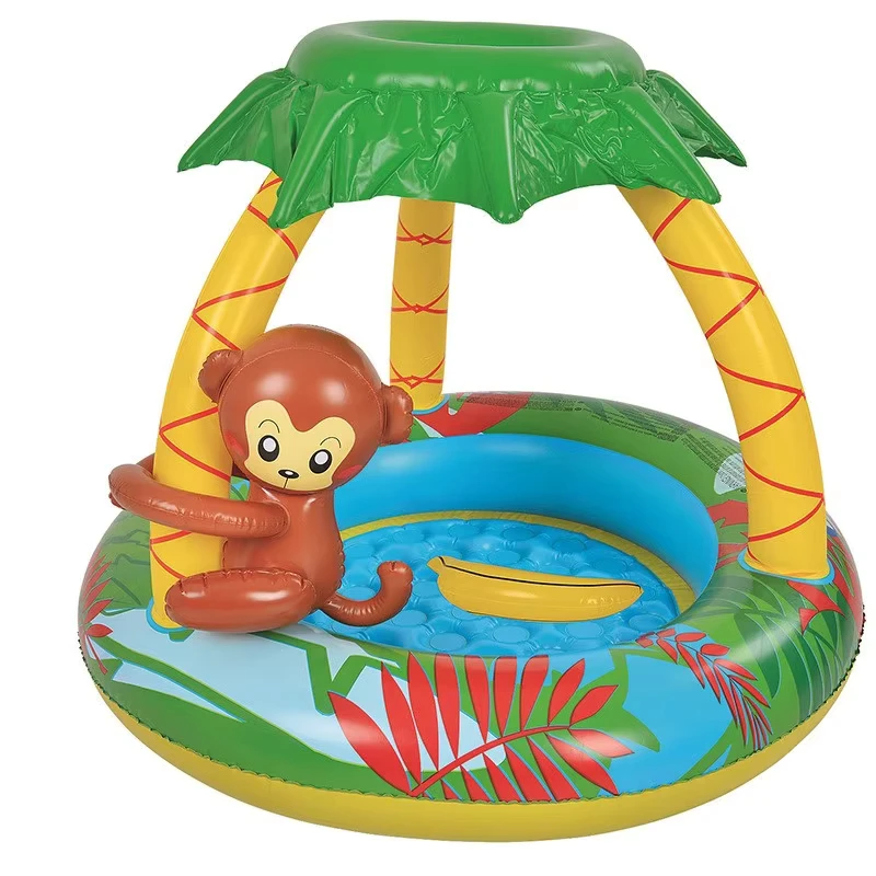Bể Bơi Bơm Hơi PVC Chủ Đề Động Vật Với Cầu Trượt và Phun Nước Cho Trẻ Em Chơi Giải Trí