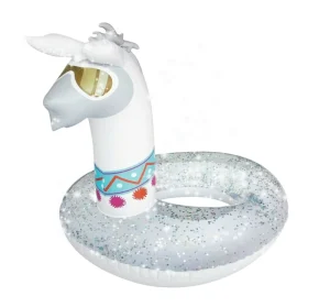 Animal Unicorn PVC Inflatable Glitter Swim Ring Pool Float 120CM Lightweight Waterproof Portable Foldable for Kids