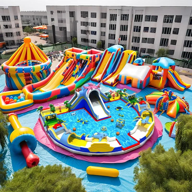 Aqua Fun - Toboggan aquatique gonflable sur mesure et combo piscine pour enfants et adultes - Parc aquatique mobile