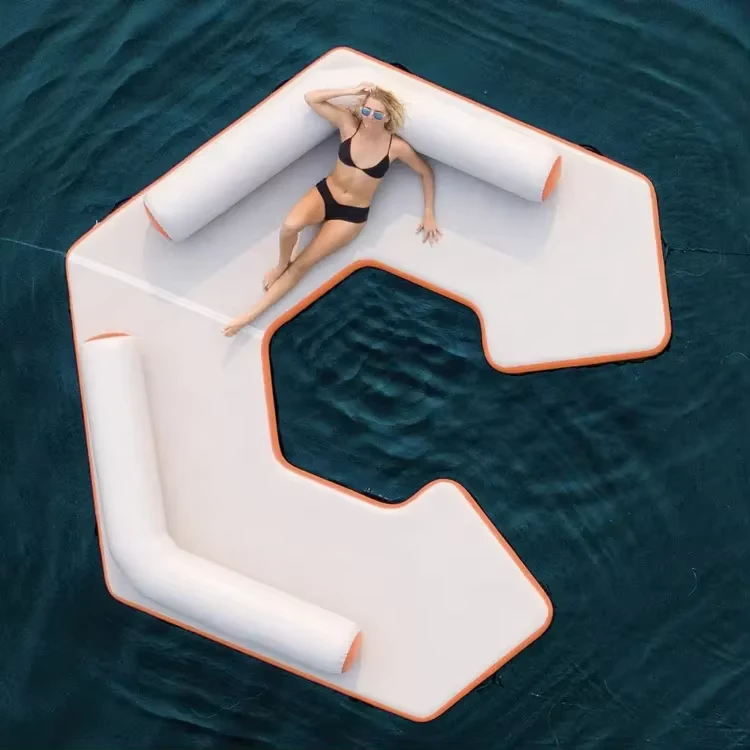 アクアレジャー インフレータブルフロートドック 3.5m DWFファブリック 水上浮遊島 インフレータブルウォータープラットフォーム