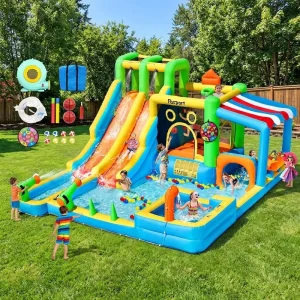 Castillo Inflable Comercial de PVC para Parque Acuático con Tobogán de Agua