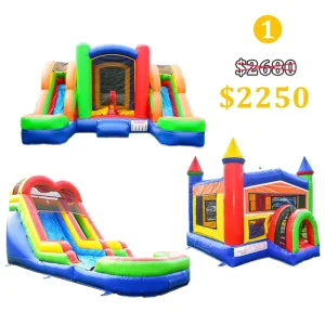 Paket Promosi Agustus Harga Bouncer Inflatable, Rumah Lompat, Seluncuran Air Komersial, Kastil Bouncy Inflatable untuk Dijual