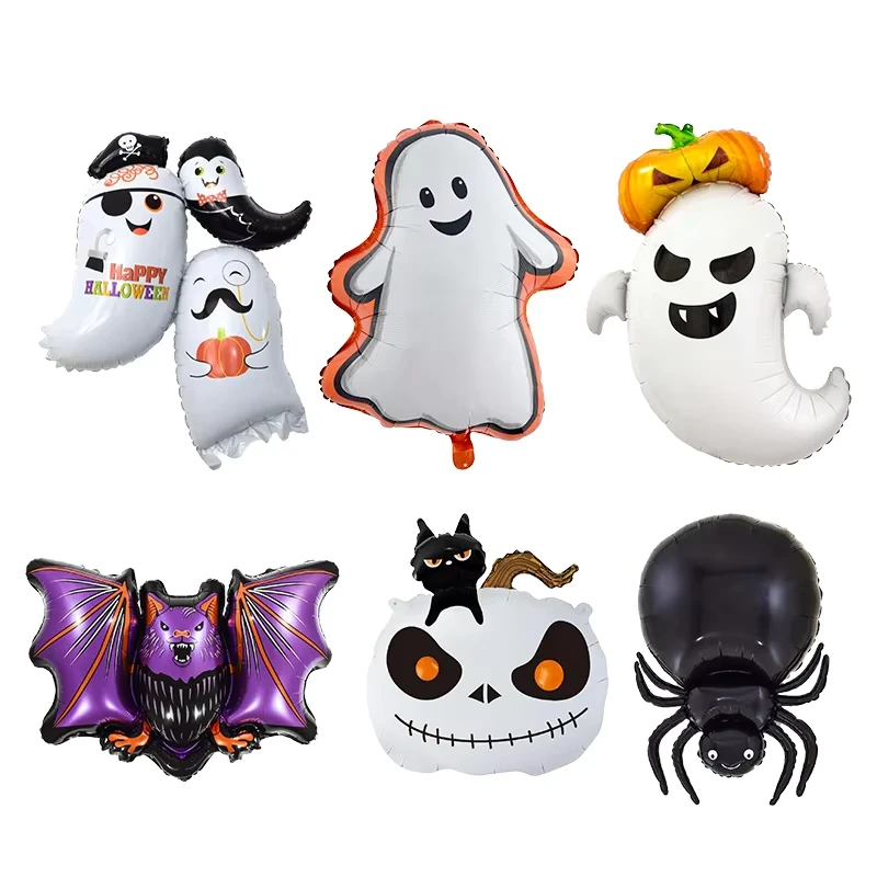 Globos de Aluminio Halloween Ecológicos, Reutilizables y Duraderos, Fantasma, Gato Negro, Mago, Fiesta