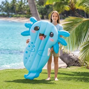 Vòng bơi hơi hình Axolotl có tay cầm 46in x 42in cho trẻ em