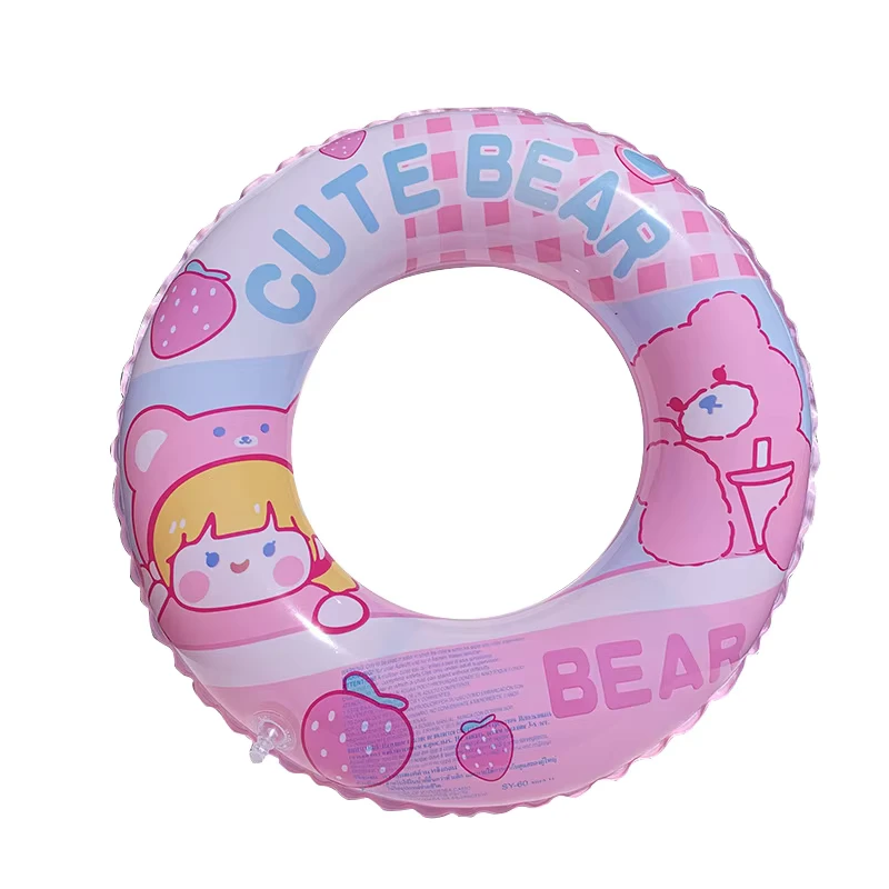 B01 カートゥーンベア PVC インフレータブルプールフロート 子供用スイムリングと水チューブ アウトドアビーチパーティー、ダイビング、スイミング用