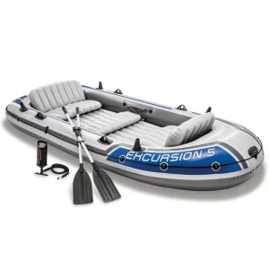 Set Perahu Memancing Inflatable B08 Excursion untuk 5 Orang, Kayak Rafting dengan Paddles dan Pompa