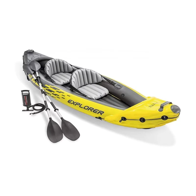 B08 PVC K2 Double Kayak for 2 Person Inflatable Fishing Kayak with I Beam Floor Yellow