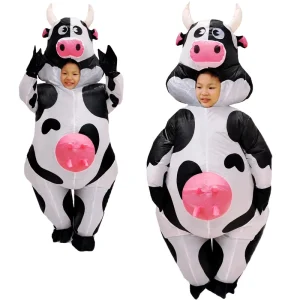 BAIGE Adorable Halloween Christmas Party Gift Adult Animal Cosplay Air Blow Up Cow Inflatable Costume