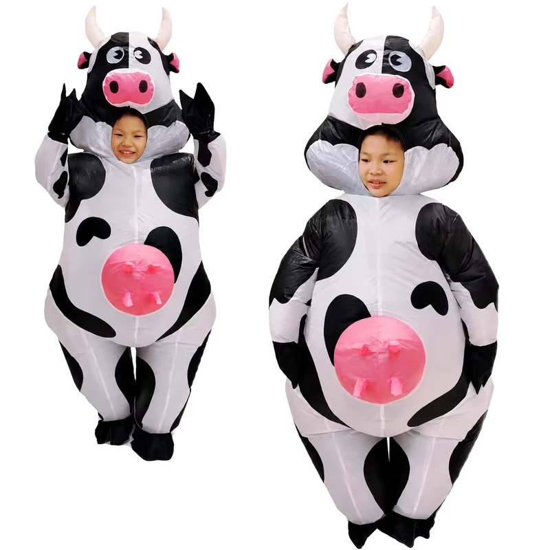 BAIGE Niedlicher Halloween-Weihnachtsgeschenk, Erwachsenen-Tier-Cosplay, aufblasbares Kostüm Kuh