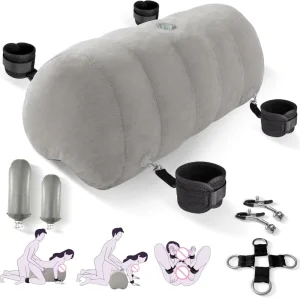 BDSM Sex Pillow Inflatable Cushion Furniture with Dildo Mount Bondage Cuffs Cross Strap Novelty Toy for Couples Adult Games