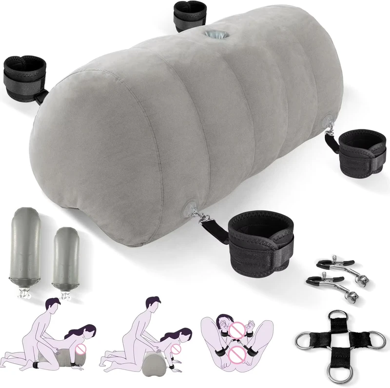 Coussin gonflable BDSM, meuble avec support pour dildo, menottes, sangle croisée, jouet novateur pour couples, jeux pour adultes
