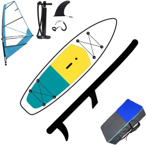 BSCI EN New Arrival Fiberglass Manufacturer Big Surfboard Inflatable Windsurfer Stand up Paddle Board With Sail Isup
