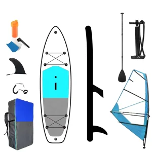 BSCI EN New Arrival Fiberglass Manufacturer Big Surfboard Inflatable Windsurfer Stand up Paddle Board With Sail Isup