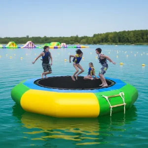 BY वाणिज्यिक PVC आउटडोर एक्वा पार्क जल खेल 4 मीटर फ्लोटिंग inflatable बच्चों का कूदने वाला ट्रैम्पोलिन खेल inflatable फ्लोटिंग