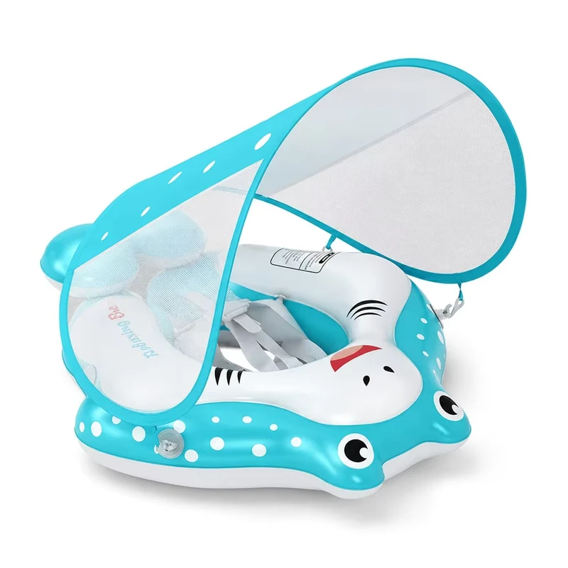 Baby Pool Float with Canopy Inflatable Infant Swim Seat Cute Ocean Animal Swimming Ring for Toddlers