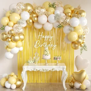 Baby Shower Arch Garland Gold White Latex Balloons Set Wedding Engagement Party Decoration