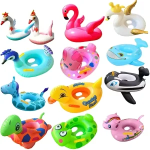 Baby Swimming Ring Pool Float Animal Shape Swimming Ring PVC Toddler Inflatable Swim Floats with Safety Seat and Handle