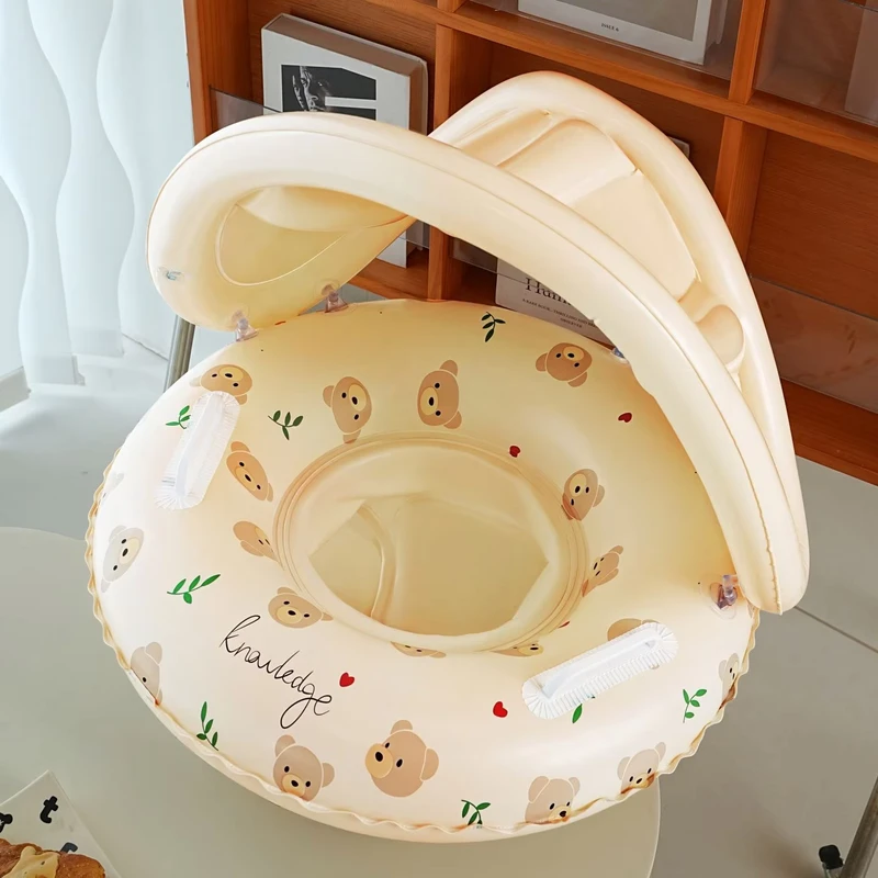 Anel Flutuante para Bebés com Teto, Forma Redonda, Segurança para Bebés e Crianças em Piscinas