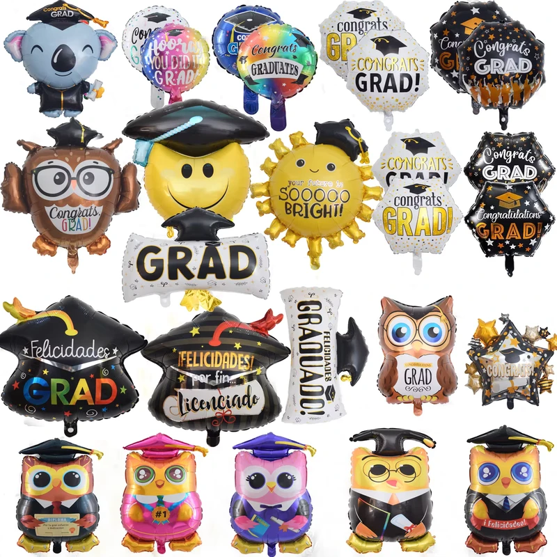 Balão de Alumínio em Forma de Chapéu de Formatura com Tema de Águia, Ecológico, Inflável, para Halloween