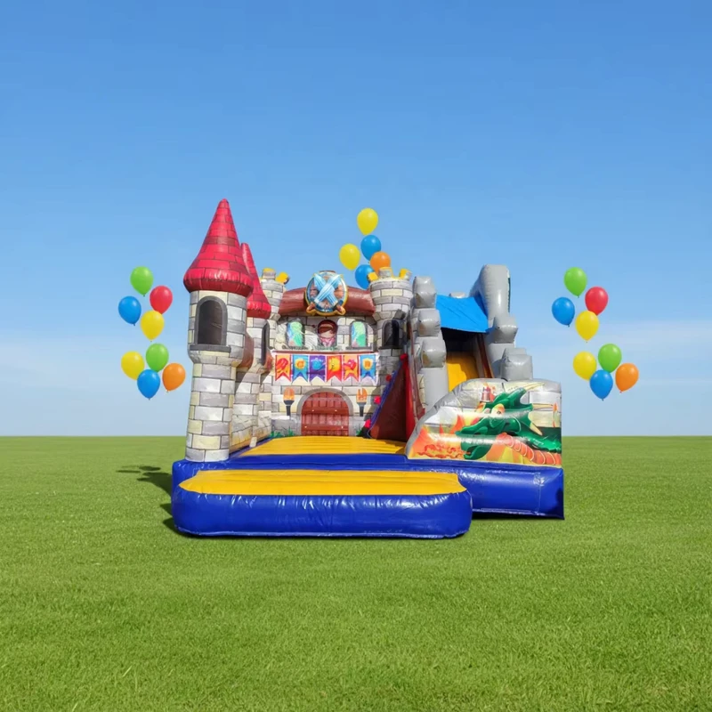Casa de Bouncer Inflável Comercial de PVC para Quintal com Escorrega Combo 4x4m, Capacidade para 2-4 pessoas para Festa de Crianças